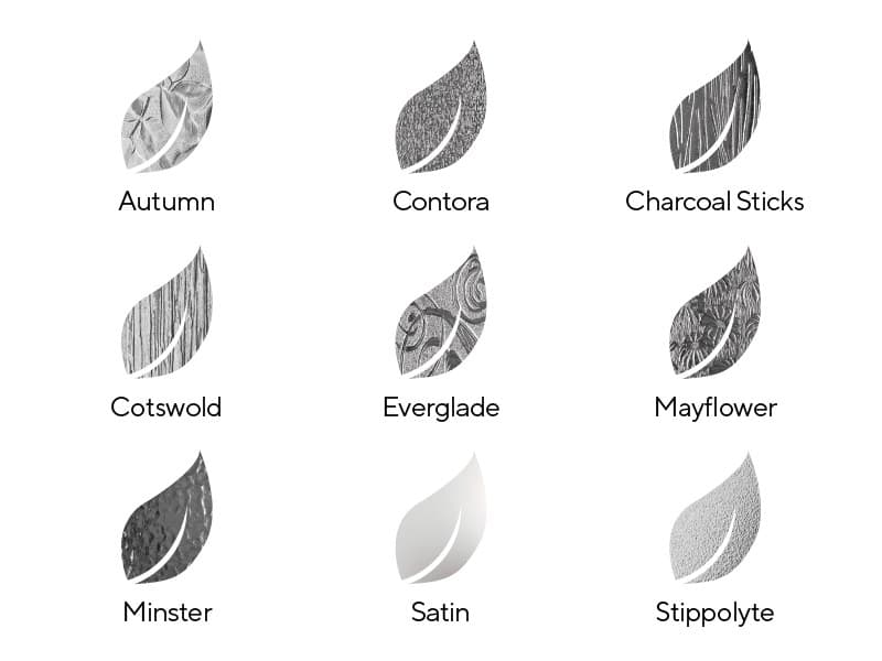 A range of obscure and textured glass patterns available for sash windows